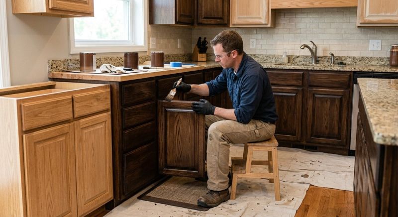 Wood Cabinet Staining in Terre Haute, IN